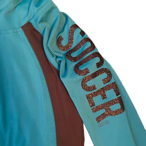 Girls Justice Zip-up with ‘Soccer’ - Size 6/7 - Picture 3 of 4